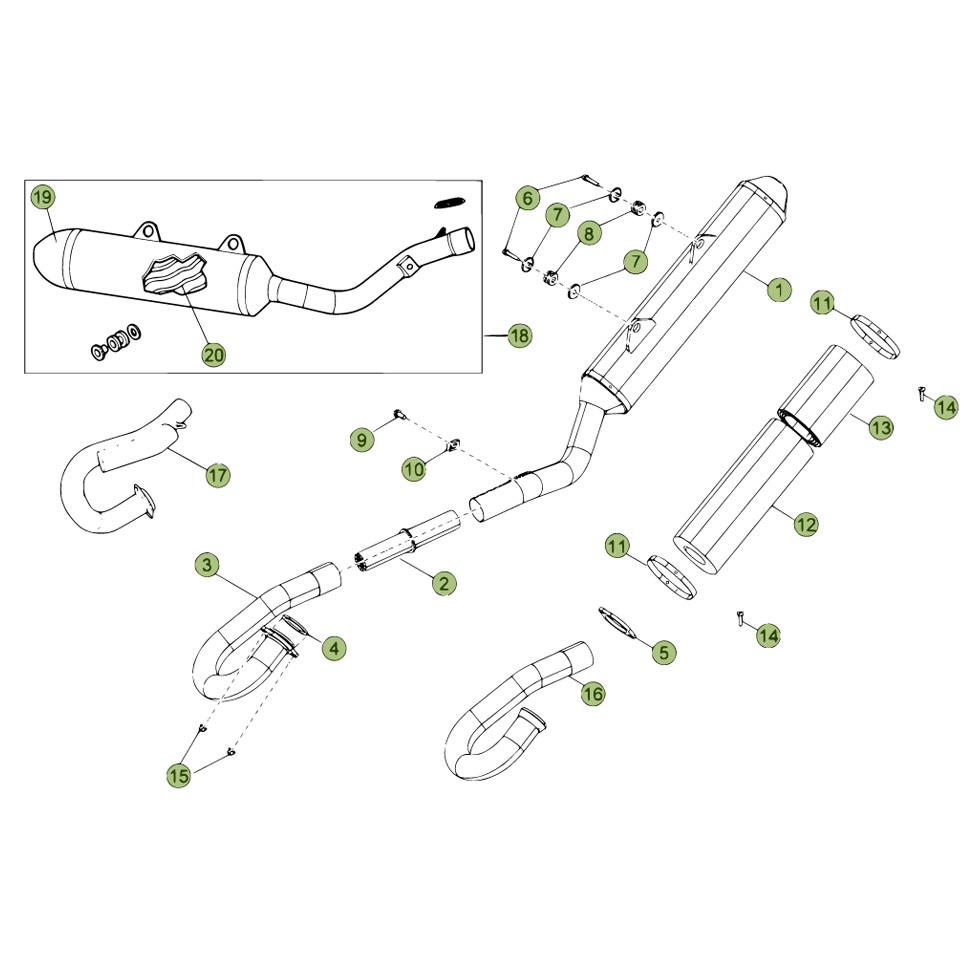 Beta RR520 Factory 11 Auspuffsystem Ersatzteile